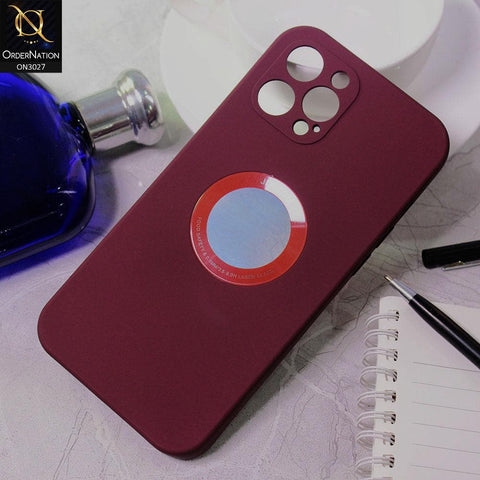 iPhone 12 Pro Max Cover - Maroon - JDotom Soft Drop-Proof With Logo Hole Glass Protection Case