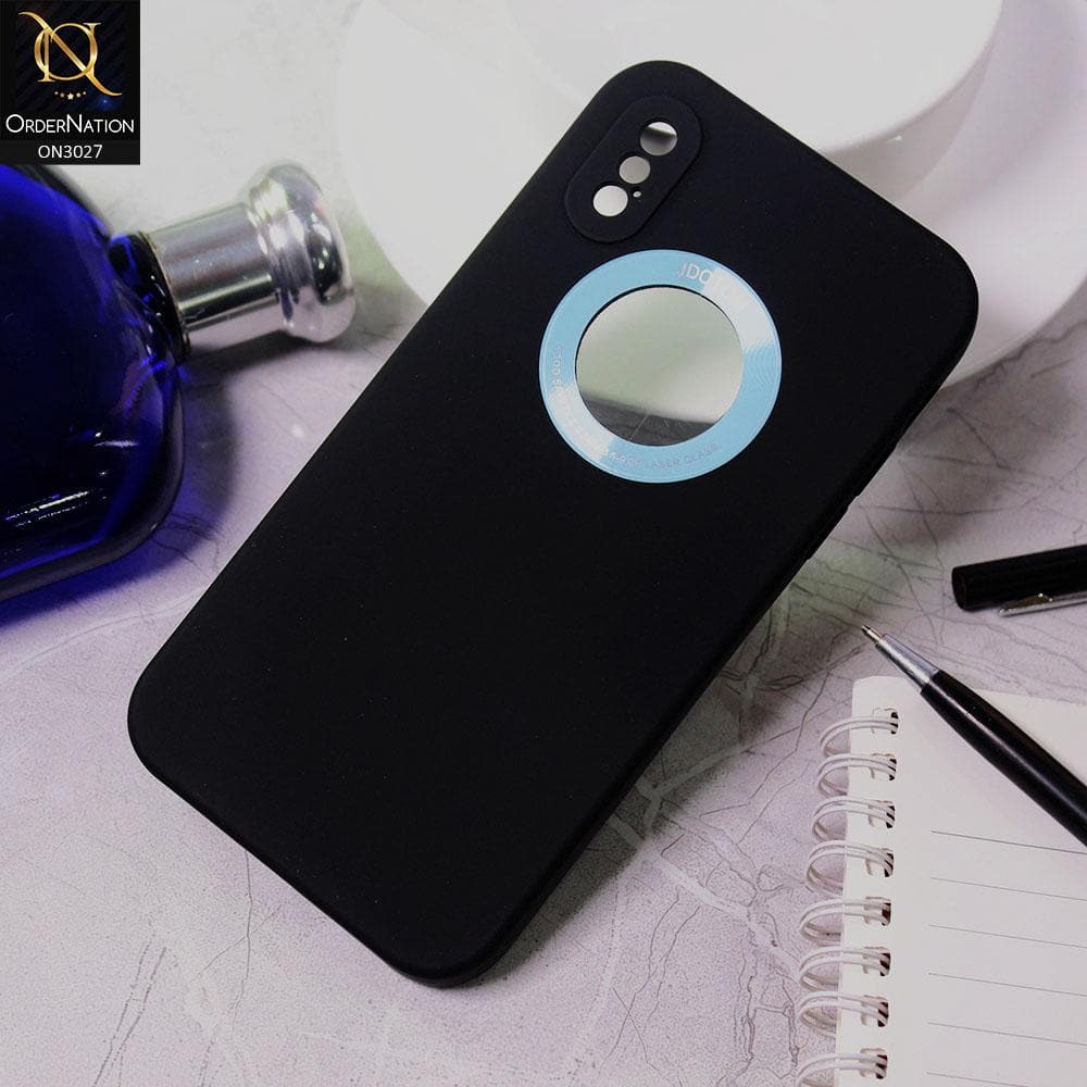 iPhone XS / X Cover - Black - JDotom Soft Drop-Proof With Logo Hole Glass Protection Case