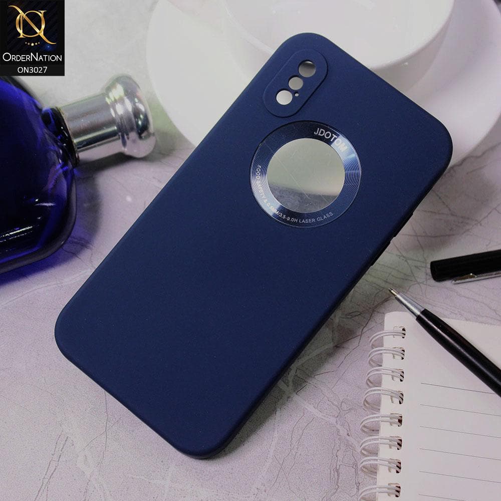 iPhone XS Max Cover - Blue - JDotom Soft Drop-Proof With Logo Hole Glass Protection Case