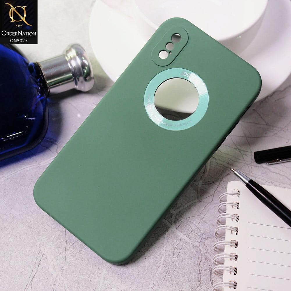 iPhone XS Max Cover - Green - JDotom Soft Drop-Proof With Logo Hole Glass Protection Case