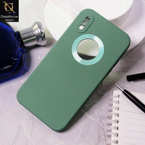 iPhone XS Max Cover - Green - JDotom Soft Drop-Proof With Logo Hole Glass Protection Case
