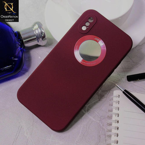 iPhone XS Max Cover - Maroon - JDotom Soft Drop-Proof With Logo Hole Glass Protection Case