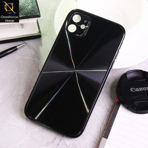 iPhone 11 Cover - Black - Radiant Diamond Ray Reflective Aluminum Furnish Soft Borders Glass Cases