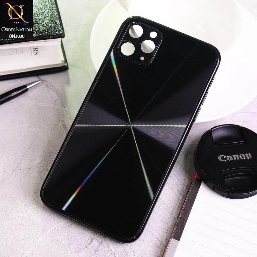 iPhone 11 Pro Max Cover - Black - Radiant Diamond Ray Reflective Aluminum Furnish Soft Borders Glass Cases