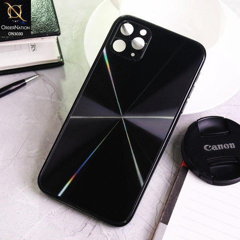 iPhone 11 Pro Max Cover - Black - Radiant Diamond Ray Reflective Aluminum Furnish Soft Borders Glass Cases