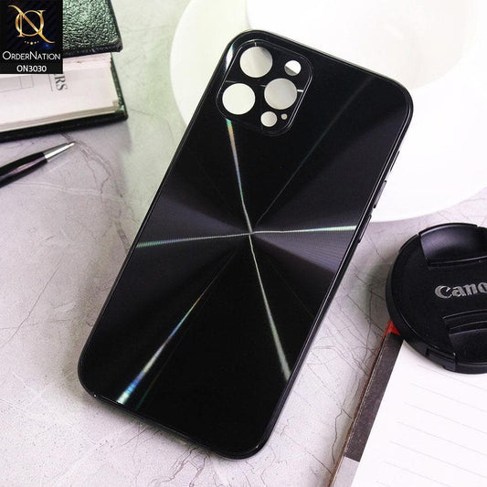 iPhone 12 Pro Cover - Black - Radiant Diamond Ray Reflective Aluminum Furnish Soft Borders Glass Cases