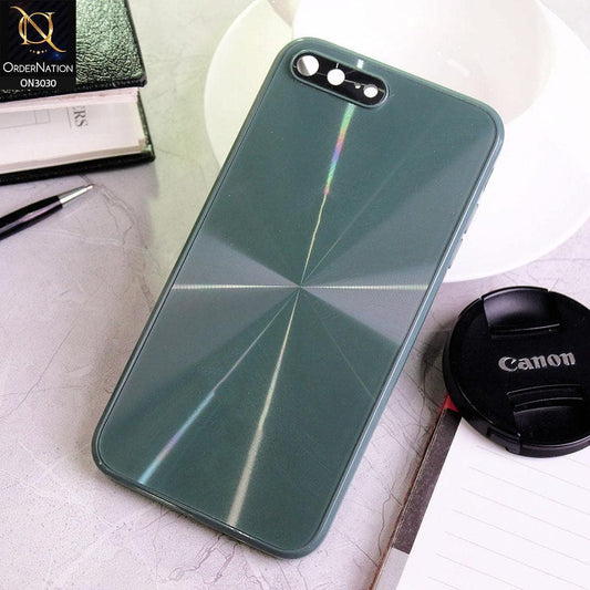 iPhone 8 Plus / 7 Plus Cover - Green - Radiant Diamond Ray Reflective Aluminum Furnish Soft Borders Glass Cases