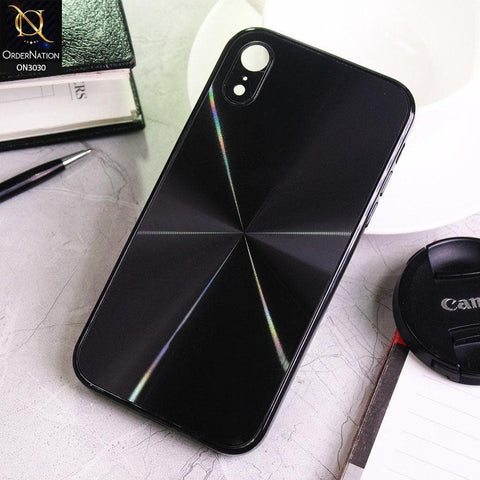 iPhone XR Cover - Black - Radiant Diamond Ray Reflective Aluminum Furnish Soft Borders Glass Cases