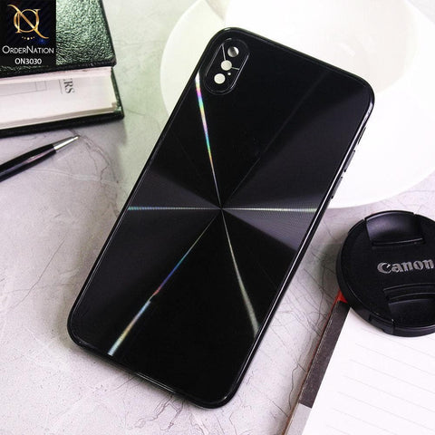iPhone XS Max Cover - Black - Radiant Diamond Ray Reflective Aluminum Furnish Soft Borders Glass Cases