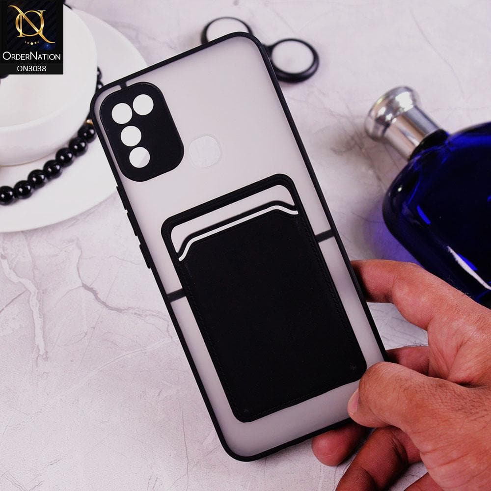 Infinix Hot 10 Play Cover - Black - Translucent Camera Protection Soft Border Case With Card Holder