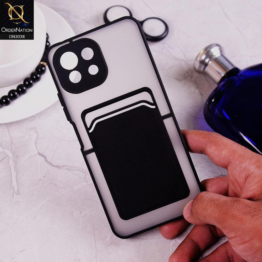 Xiaomi Mi 11 Lite Cover - Black - Translucent Camera Protection Soft Border Case With Card Holder