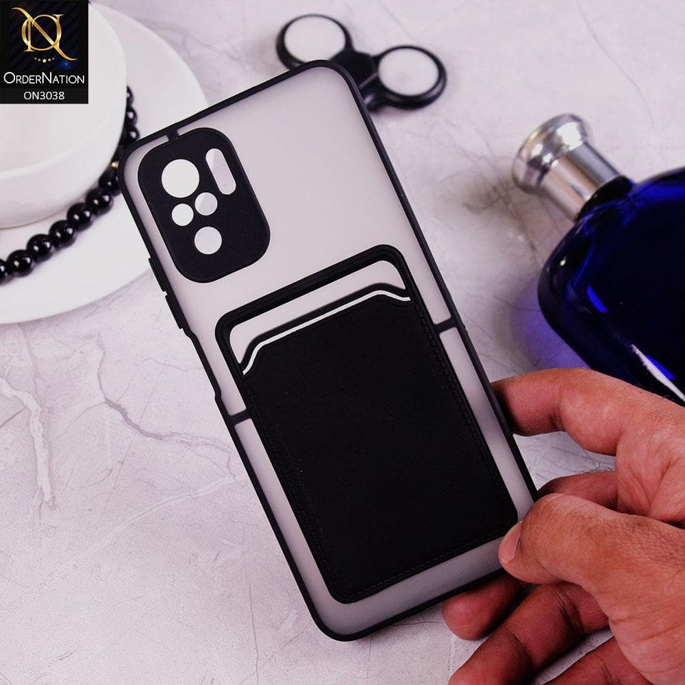 Xiaomi Redmi Note 10S Cover - Black - Translucent Camera Protection Soft Border Case With Card Holder