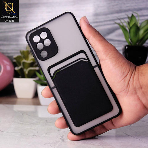 Samsung Galaxy A22 Cover - Black - Translucent Camera Protection Soft Border Case With Card Holder