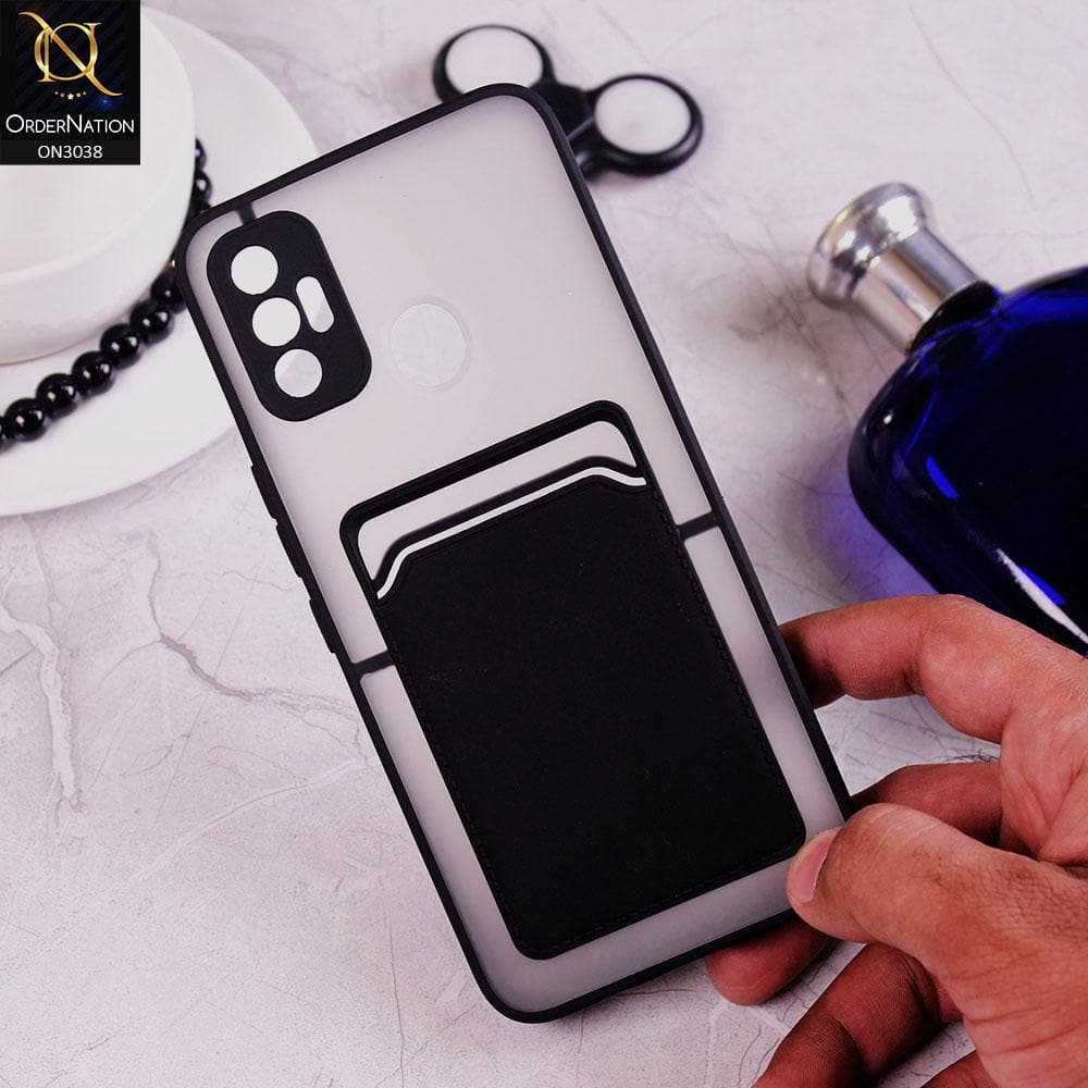 Tecno Spark 7 Cover - Black - Translucent Camera Protection Soft Border Case With Card Holder