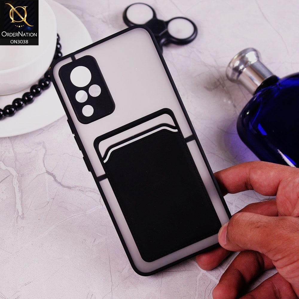 Vivo V21 Cover - Black - Translucent Camera Protection Soft Border Case With Card Holder