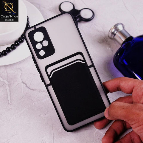 Vivo V21 Cover - Black - Translucent Camera Protection Soft Border Case With Card Holder
