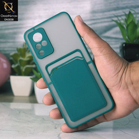 Vivo V21 Cover - Green - Translucent Camera Protection Soft Border Case With Card Holder