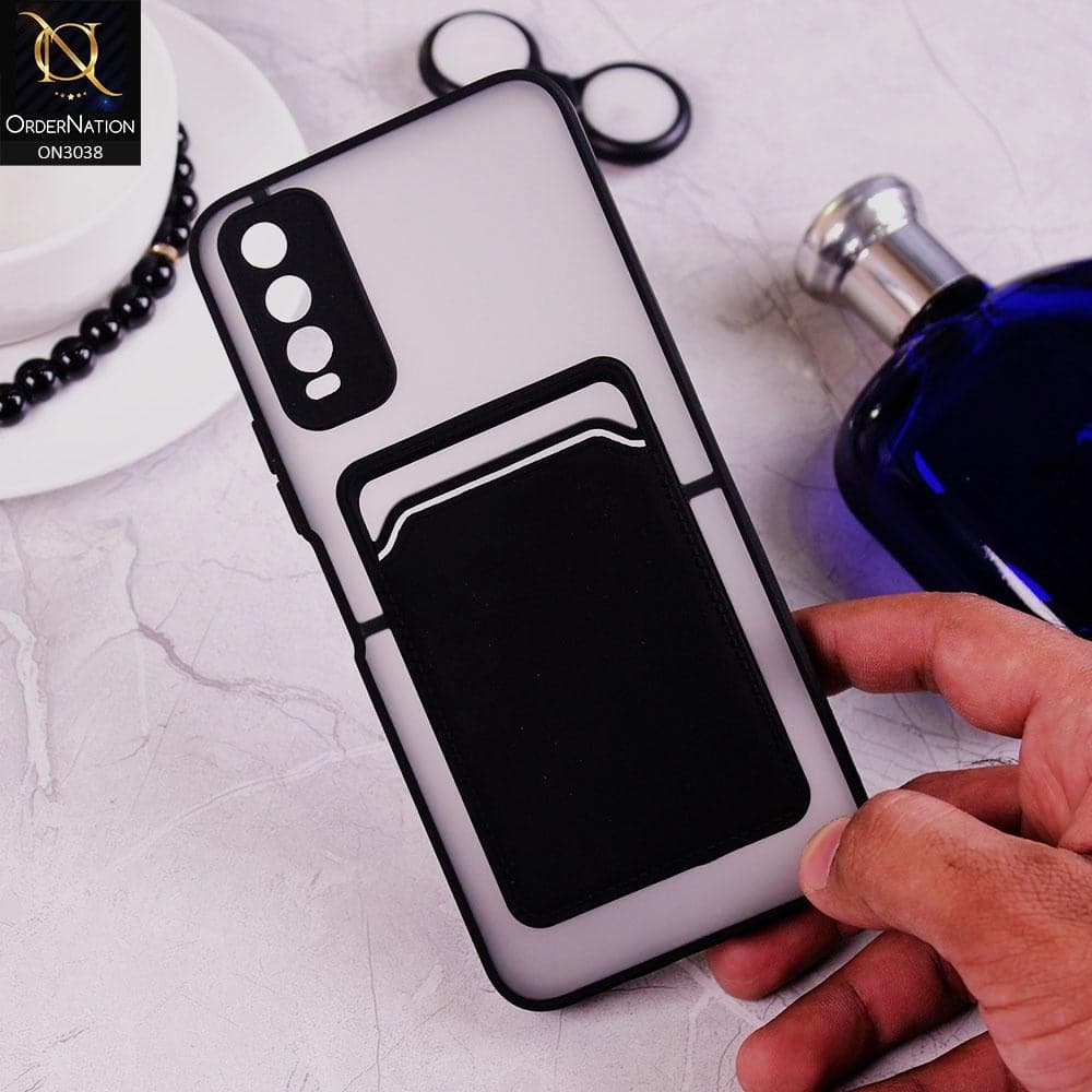 Vivo Y20A Cover - Black - Translucent Camera Protection Soft Border Case With Card Holder
