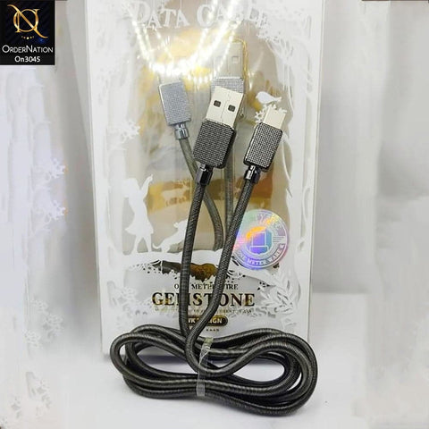 Black - Wk Design - WDC-065 Gemstone Zinc Alloy Data Cable Type-C