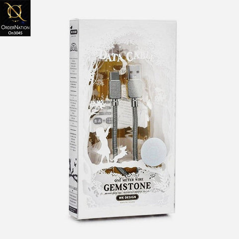 Black - Wk Design - WDC-065 Gemstone Zinc Alloy Data Cable Type-C