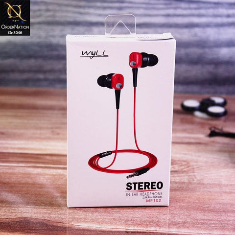 Red - Wyll Stereo - Me 102 - Quality Sound 3.5mm Handsfree