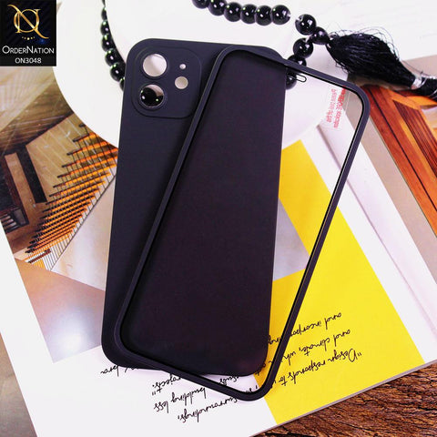 iPhone 12 Cover - Black - Ultra Thin Fresh Candy Colors New 360 Frosted Semi-Soft Case With Screen Tempered Glass