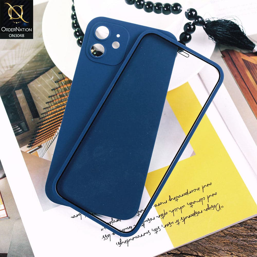 iPhone 12 Cover - Blue - Ultra Thin Fresh Candy Colors New 360 Frosted Semi-Soft Case With Screen Tempered Glass