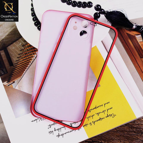 iPhone 12 Cover - Red - Ultra Thin Fresh Candy Colors New 360 Frosted Semi-Soft Case With Screen Tempered Glass