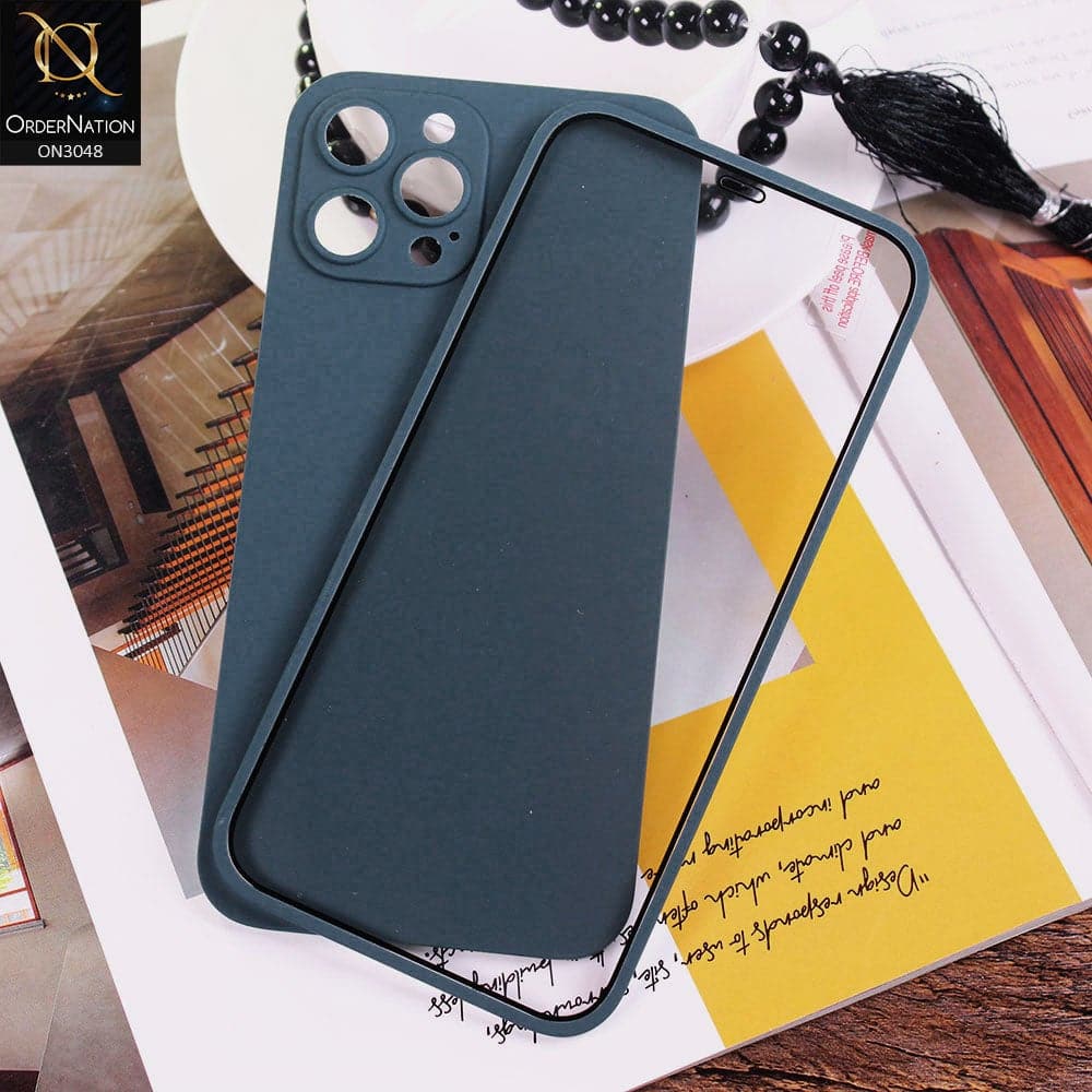 iPhone 12 Pro Cover - Teal Blue - Ultra Thin Fresh Candy Colors New 360 Frosted Semi-Soft Case With Screen Tempered Glass