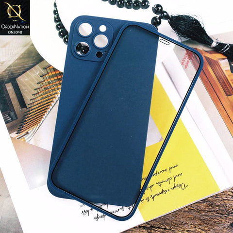 iPhone 12 Pro Max Cover - Blue - Ultra Thin Fresh Candy Colors New 360 Frosted Semi-Soft Case With Screen Tempered Glass