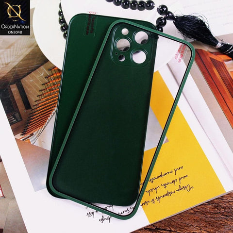 iPhone 12 Pro Max Cover - Dark Green - Ultra Thin Fresh Candy Colors New 360 Frosted Semi-Soft Case With Screen Tempered Glass