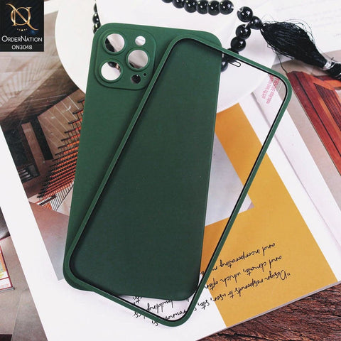 iPhone 12 Pro Max Cover - Dark Green - Ultra Thin Fresh Candy Colors New 360 Frosted Semi-Soft Case With Screen Tempered Glass