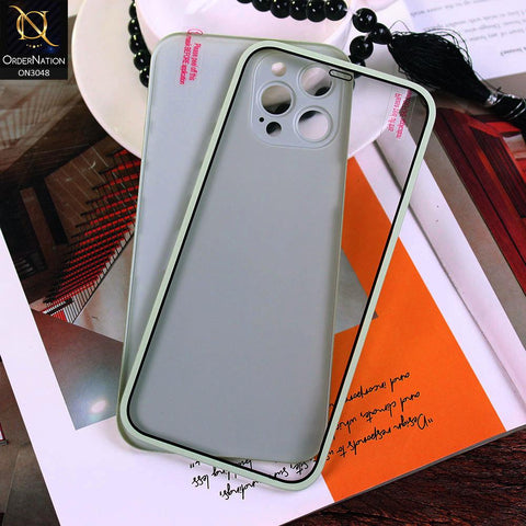 iPhone 12 Pro Max Cover - Light Green - Ultra Thin Fresh Candy Colors New 360 Frosted Semi-Soft Case With Screen Tempered Glass