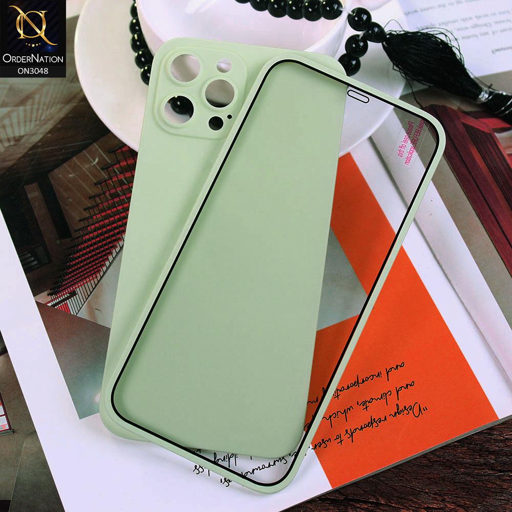 iPhone 12 Pro Max Cover - Light Green - Ultra Thin Fresh Candy Colors New 360 Frosted Semi-Soft Case With Screen Tempered Glass