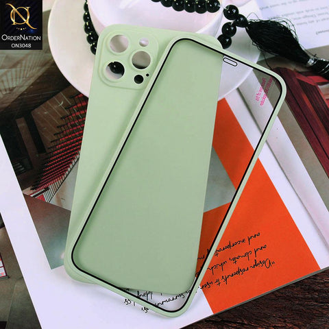iPhone 12 Pro Max Cover - Light Green - Ultra Thin Fresh Candy Colors New 360 Frosted Semi-Soft Case With Screen Tempered Glass