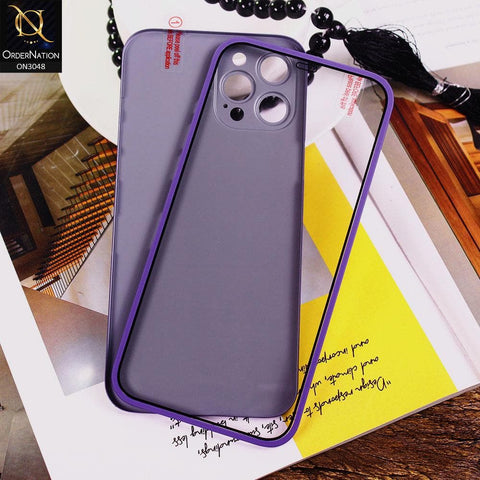 iPhone 12 Pro Max Cover - Purple - Ultra Thin Fresh Candy Colors New 360 Frosted Semi-Soft Case With Screen Tempered Glass
