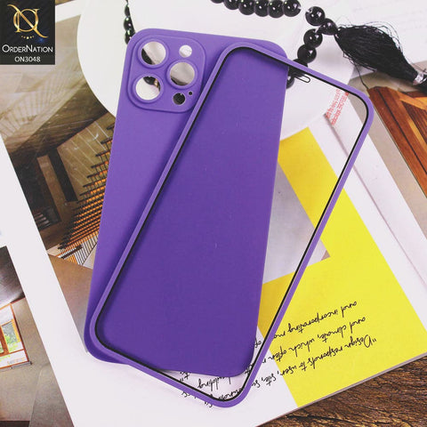 iPhone 12 Pro Max Cover - Purple - Ultra Thin Fresh Candy Colors New 360 Frosted Semi-Soft Case With Screen Tempered Glass