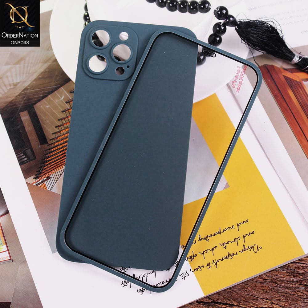 iPhone 12 Pro Max Cover - Teal Blue - Ultra Thin Fresh Candy Colors New 360 Frosted Semi-Soft Case With Screen Tempered Glass