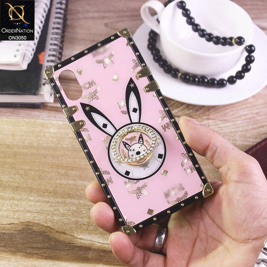 iPhone XS / X Cover - Pink - Cute Cartoon Treasure Chest Trunk Style Soft Case With Ring Holder