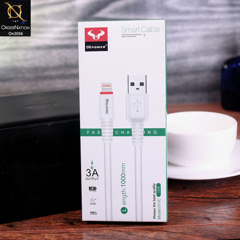 White - Ox power - 011C - 3A Lightning Premium Quality Smart Cable