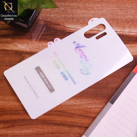 Samsung Galaxy Note 10 Plus Protector - Transparent Aurora Shiny Film Unbreakable Back Protector Sheet