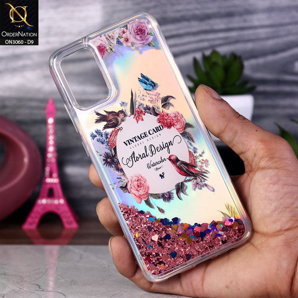 Samsung Galaxy M02s Cover - Design 9 - Trendy Moving Liquid Glitter Shine Soft Borders Case