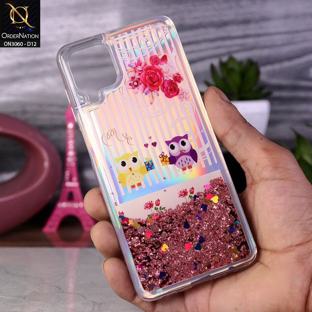 Samsung Galaxy A12 Cover - Design 12 - Trendy Moving Liquid Glitter Shine Soft Borders Case