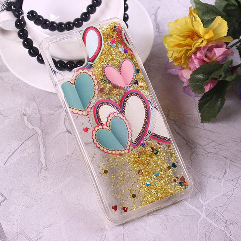 Samsung Galaxy A12 Cover - Design 2 - Trendy Moving Liquid Glitter Shine Soft Borders Case
