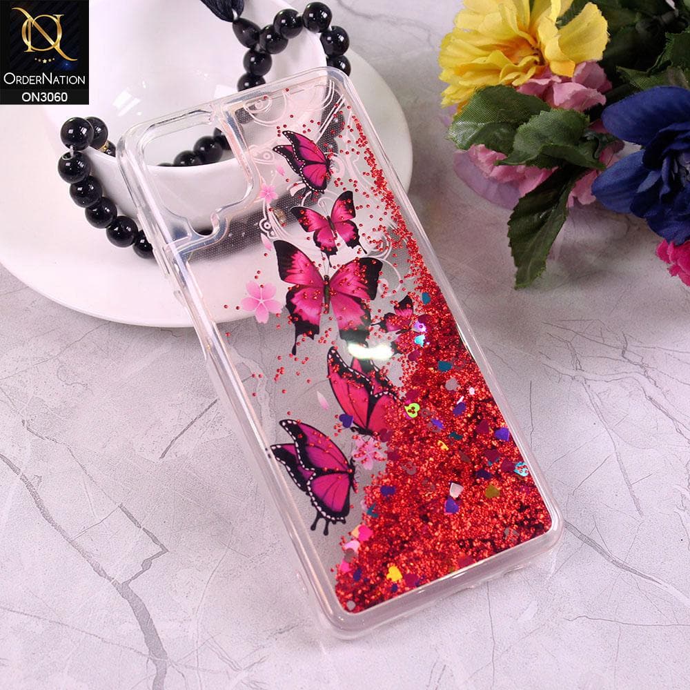 Samsung Galaxy A12 Cover - Design 4 - Trendy Moving Liquid Glitter Shine Soft Borders Case