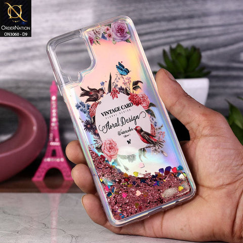 Samsung Galaxy A12 Cover - Design 9 - Trendy Moving Liquid Glitter Shine Soft Borders Case
