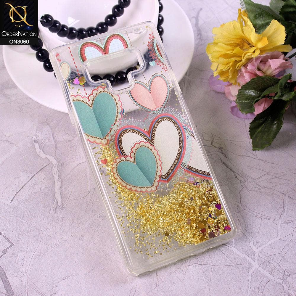 Samsung Galaxy Note 9 Cover - Design 2 - Trendy Moving Liquid Glitter Shine Soft Borders Case