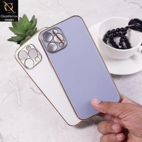 iPhone 11 Pro Max Cover - White - Soft Gold Plated Color Borders Camera Protection Back Case