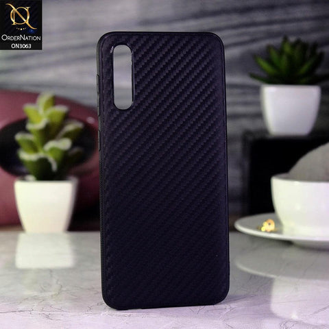 Samsung Galaxy A30s Cover - Black - Carbon Fiber Camera Protection Soft Case