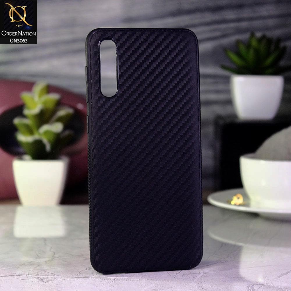 Samsung Galaxy A50s Cover - Black - Carbon Fiber Camera Protection Soft Case